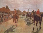 Race Horses in Front of the Stand
